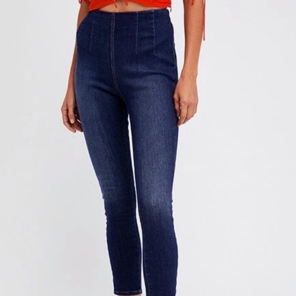 Free People High Waist Pull On Skinny Jeans - Picture 6 of 10